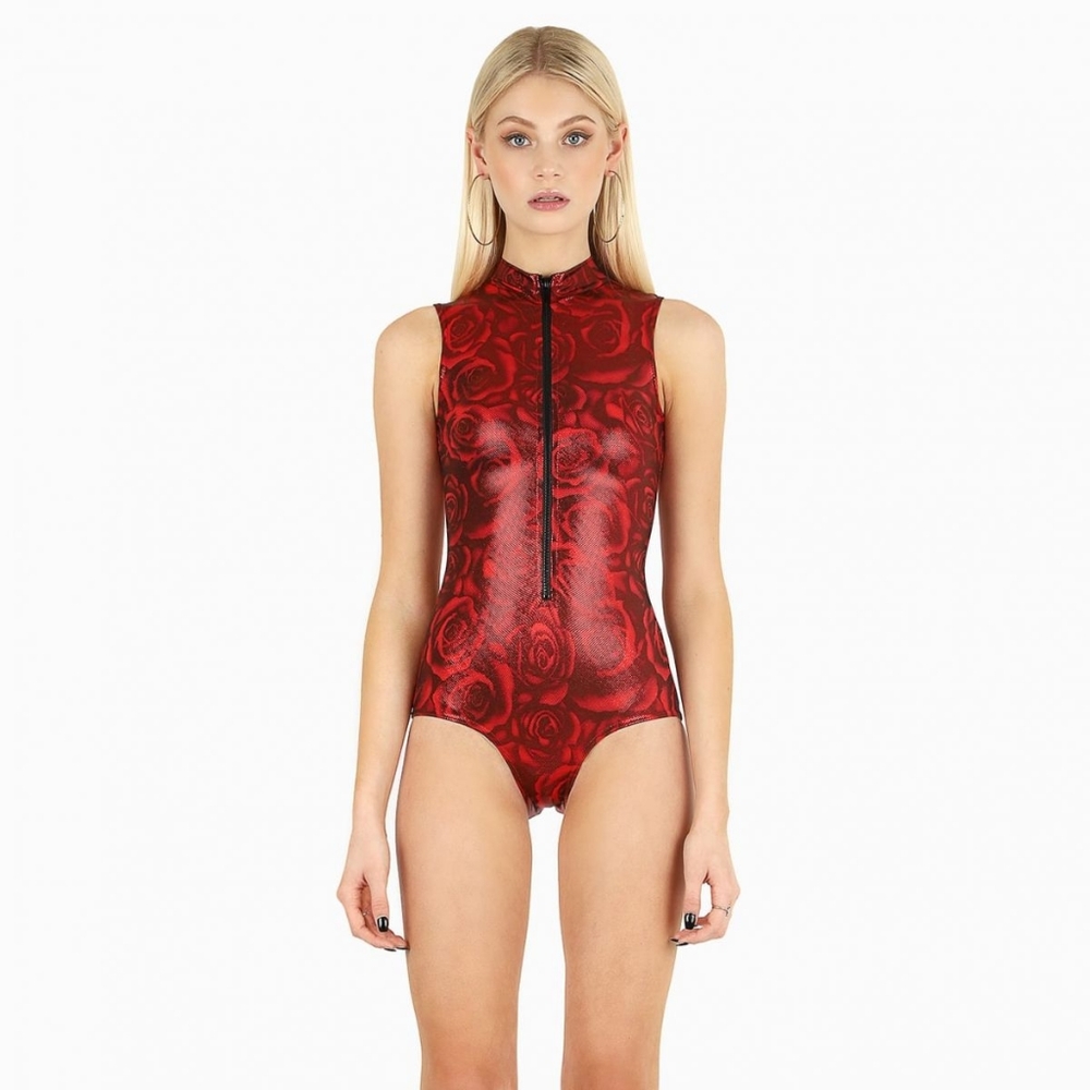 Blackmilk Disco Rose Zip Bodysuit